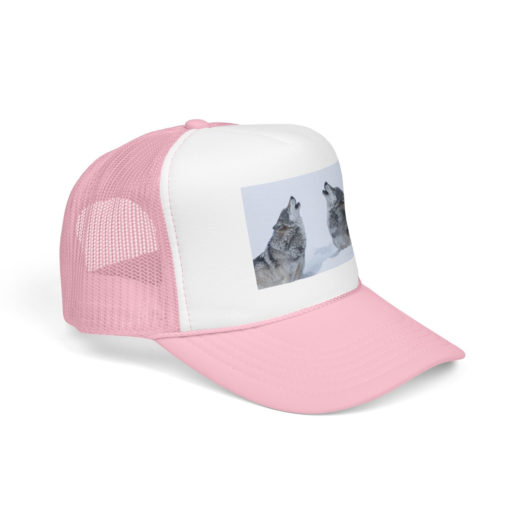 Howling Wolves Foam Trucker Hat — Winter Wildlife Mesh Cap