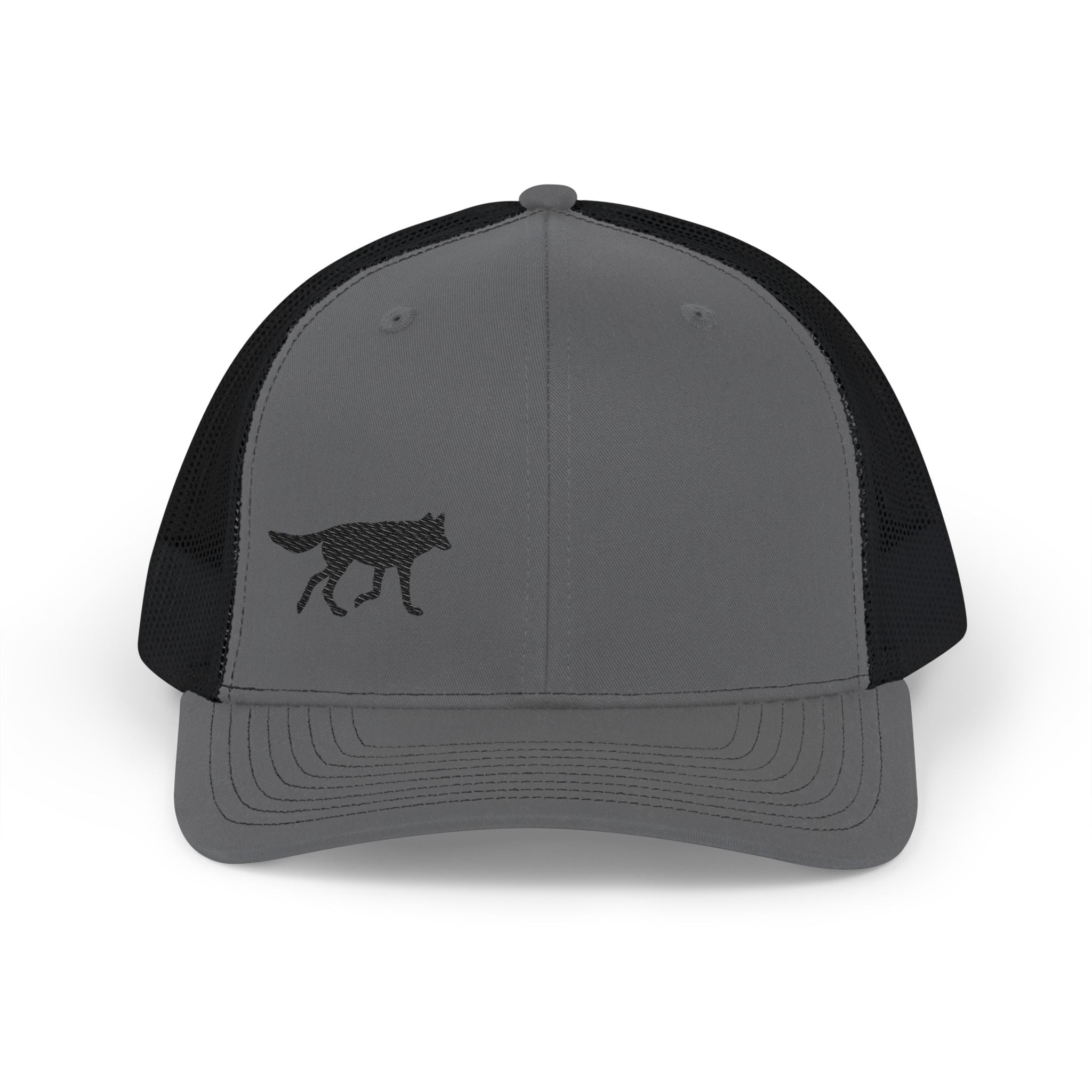Wolf Silhouette Trucker Cap - Minimal Embroidered Snapback Hat