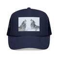 Howling Wolves Foam Trucker Hat — Winter Wildlife Mesh Cap