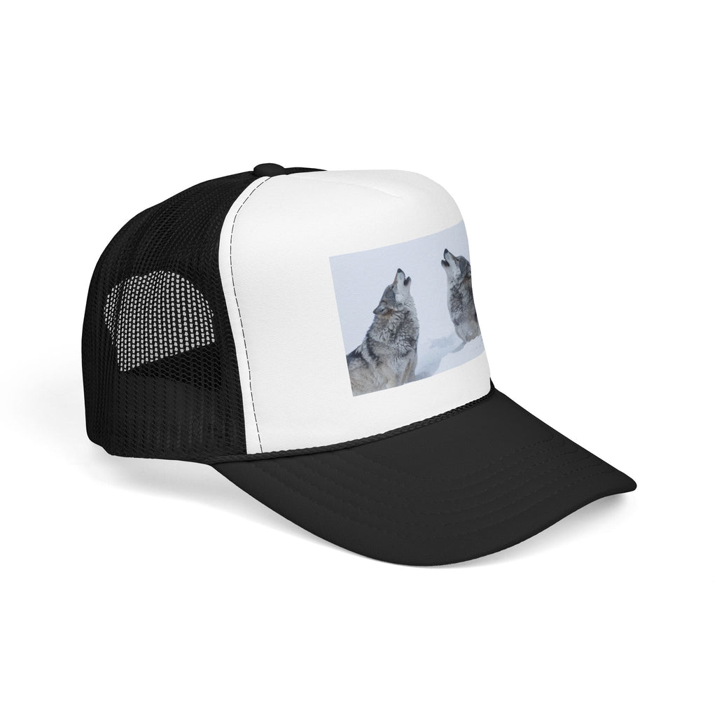 Howling Wolves Foam Trucker Hat — Winter Wildlife Mesh Cap