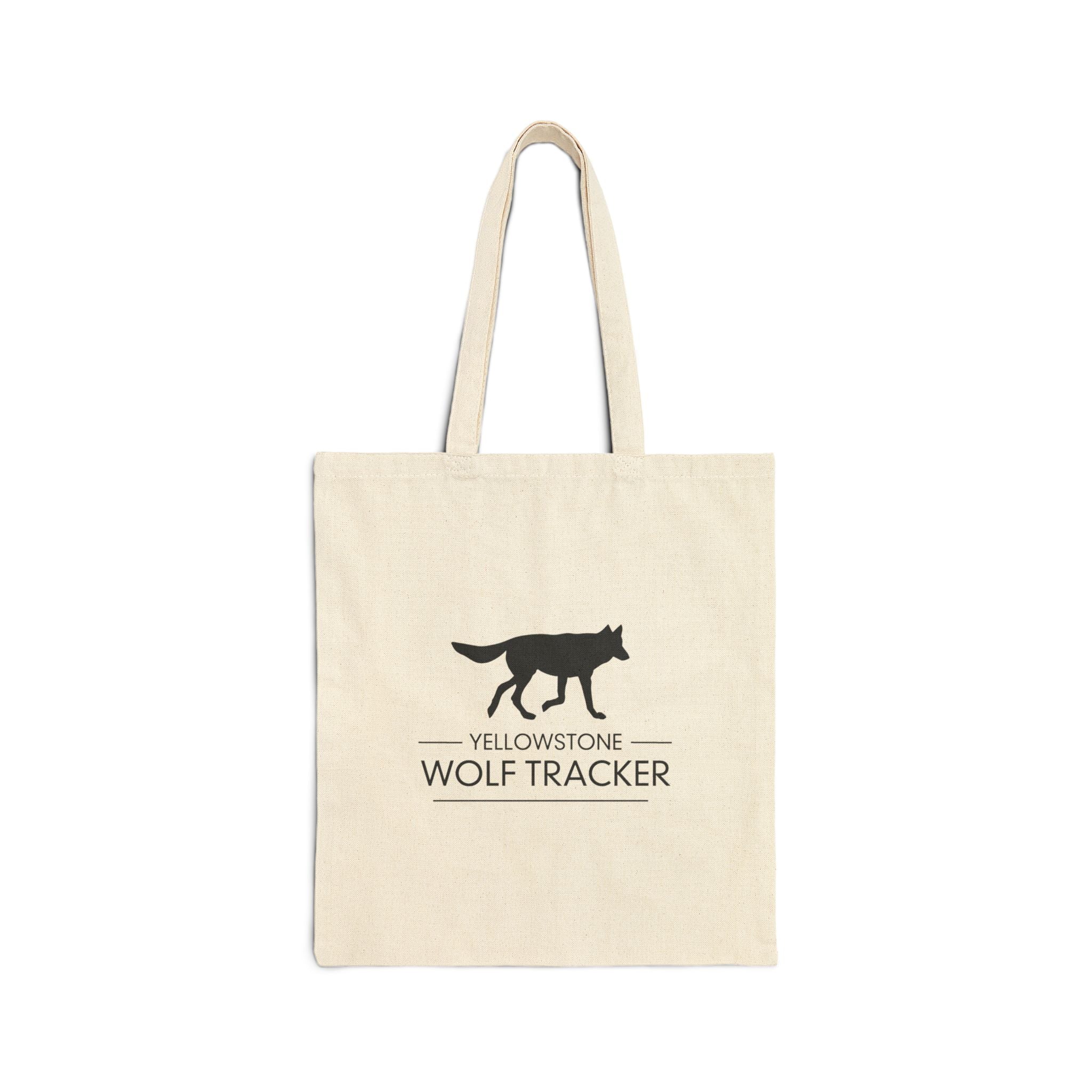 Yellowstone Wolf Tracker Cotton Tote — Wildlife Illustration Canvas Bag