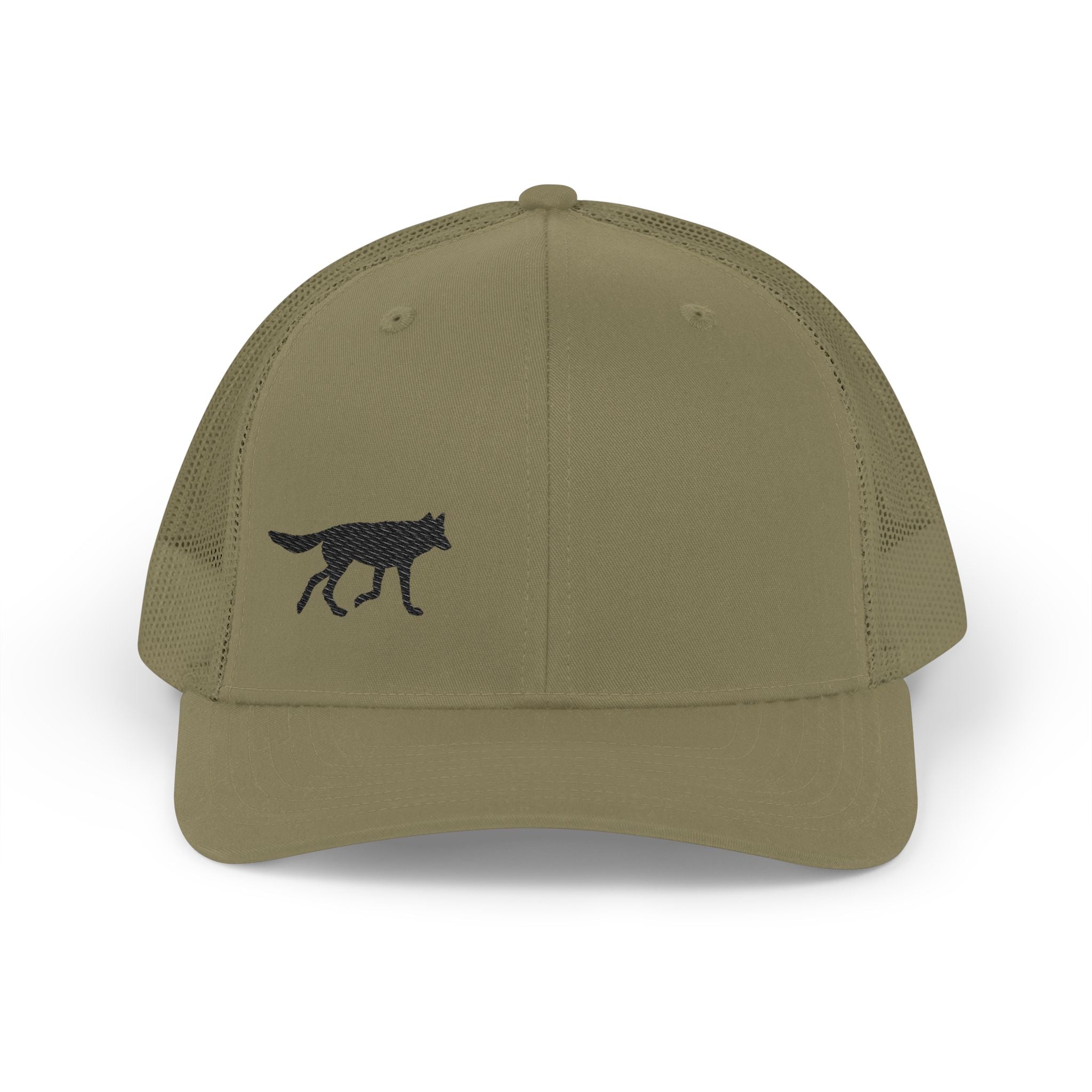 Wolf Silhouette Trucker Cap - Minimal Embroidered Snapback Hat