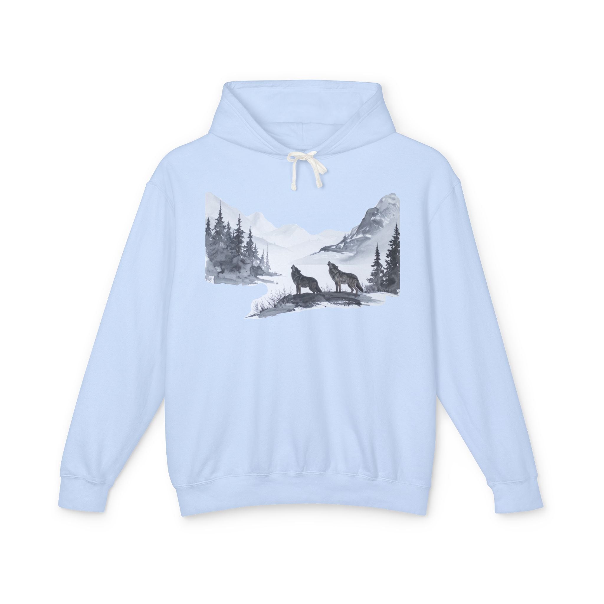 Wolf Mountain Hoodie — Yellowstone Wolf Tracker Scenic Graphic Hooded Sweatshirt
