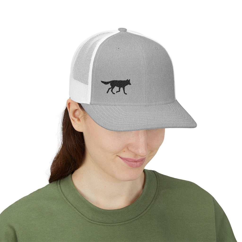 Wolf Silhouette Trucker Cap - Minimal Embroidered Snapback Hat